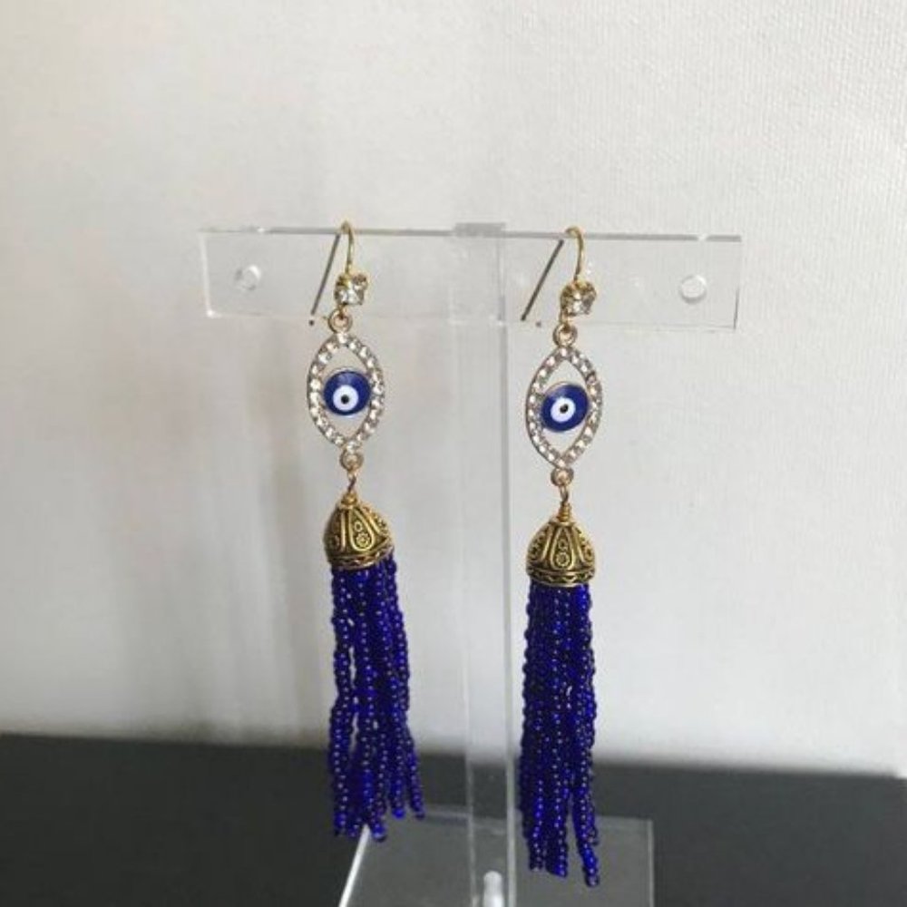 Unique Evil Eye Tassel Earrings-New
